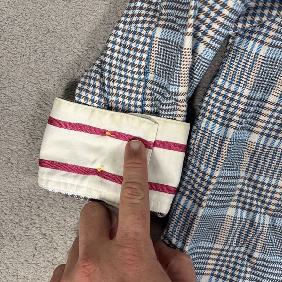 Robert Graham Shirt Men’s Size 2XL Houndstooth Plaid Flipcuff Mixed Media Luxury - Picture 13 of 16